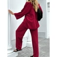 thumbnail image 6 of Women'S Two-Piece Suit Round Neck Basic Top Wide-Leg Pants Suit Dark Red M, 6 of 8