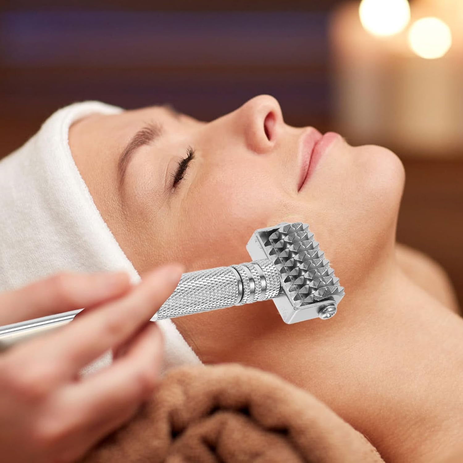 ABCISI Acupuncture Pen Ear Massage Tool, Face Roller Adjustable Deep Tissue Massage Tool for Face Ear Self-Massage, Flexible Multi-Functional Acupuncture Roller for Clinic and Household