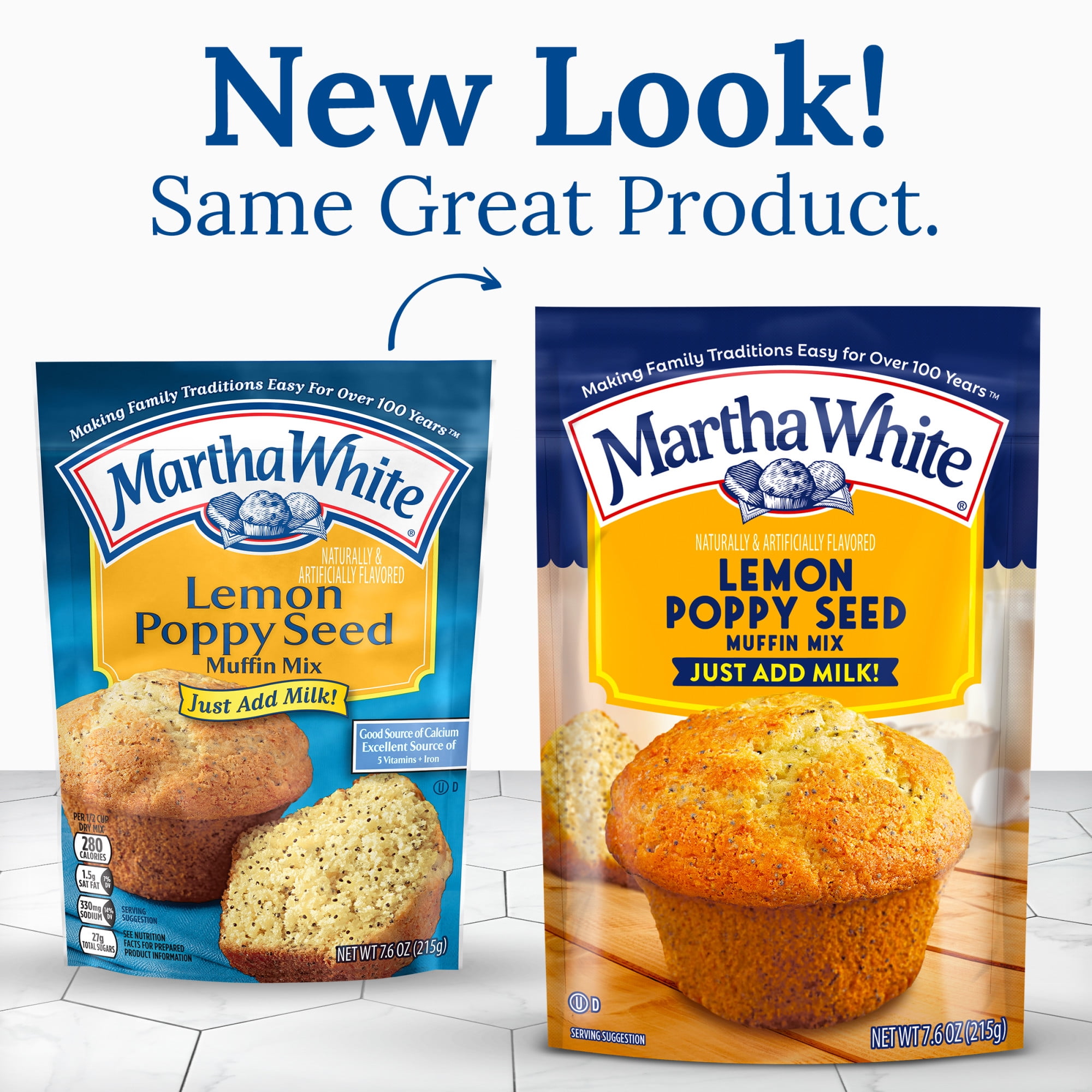 (12 pack) Martha White Lemon Poppy Seed Muffin Mix, 7.6 oz Bag