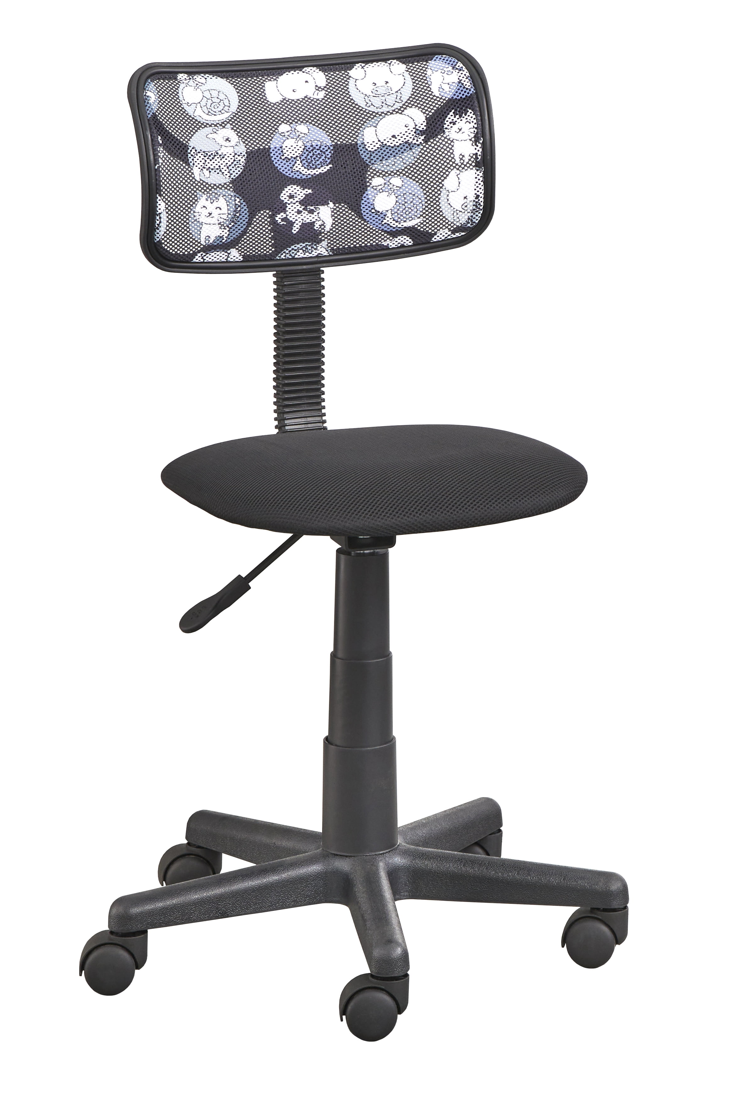 TMS Focus Contemporary Kids Metal Frame Desk and Adjustable Upholstered Swivel Task Chair Set, Black/White