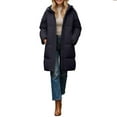 thumbnail image 4 of Women Long Puffer Jacket with Hood Pockets Heavyweight Full-zip Winter Coat Mid Length Loose Warm Thick Overcoat (XL, Black), 4 of 7