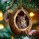 thumbnail image 4 of Adornos navideños de animales | Colgantes de búho y mapache para el árbol | Decoraciones navideñas planas de acrílico para colgar en coronas de árbol de Navidad o en la pared, 4 of 5