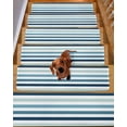 thumbnail image 2 of Gradient Green White Striped Stair Treads Non Slip for Steps Modern Minimalist Lines 7 Pcs Reusable Adhesive Stair Runner Mats for Dogs Elders Carpet Treads Rugs for Staircase 8x30 In, 2 of 7