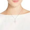 thumbnail image 7 of Christian Cross Pink Mother of Pearl Inlay .925 Silver Pendant Necklace, 7 of 7