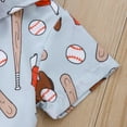 thumbnail image 6 of Boys Summer Outfits Independence Day Short Sleeve Baseball Prints Romper Bodysuits and Suspenders Shorts Gentleman Outfits Boys Outfits Grey 0 Months-3 Months, 6 of 7