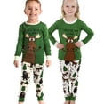 thumbnail image 2 of LazyOne Warm Long-Sleeve PJ Sets for Girls and Boys, Moose Hug Green, Funny Animal Kids' Pajama Sets, 2 of 7