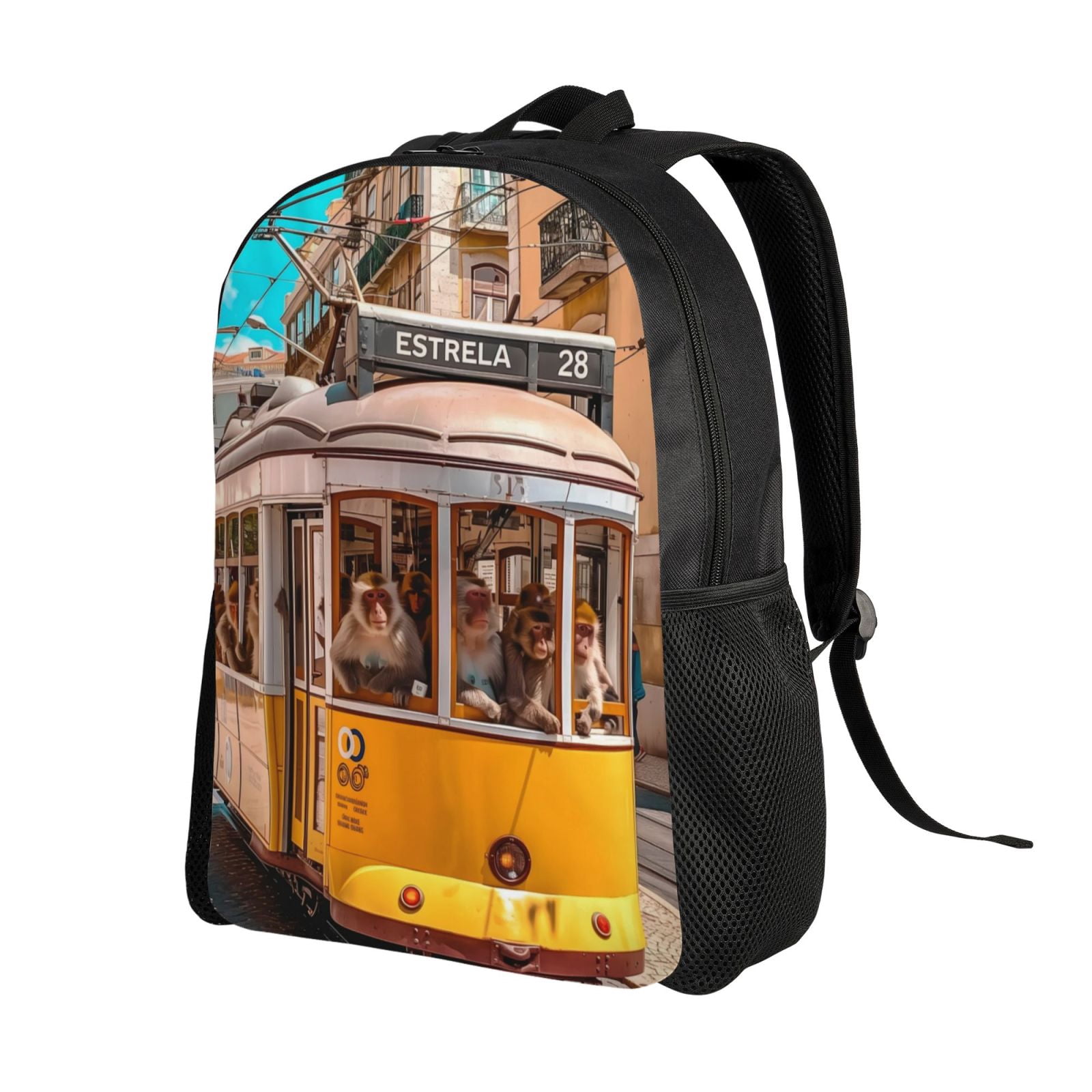 Xecao Modern Urban Monkey Print School Backpack with Laptop Compartment Small Travel Laptop Backpack for Women Men Waterproof College Backpack Simple School Bag