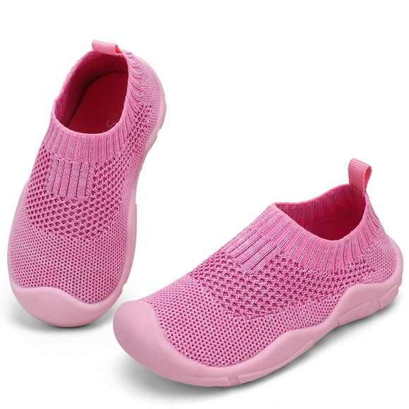 STQ Chaussures pour Bébés Filles Glisser sur les Baskets Enfants Tennis Chaussures de Marche Rose Respirant 4 M Nous Enfant en Bas Âge