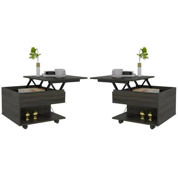 Home Square Furniture Luanda Lift Top Coffee Table in Espresso Carbon - Set of 2