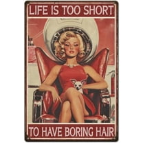 Hair Salon Tin Signs Salon Hairstylist Metal Signs Beauty Woman Vintage Tin Sign Vintage Wall Art Funny Retro Decor for Barber Shop Bar Man Cave Pub Bedroom Retro Metal Decoration 12x8in
