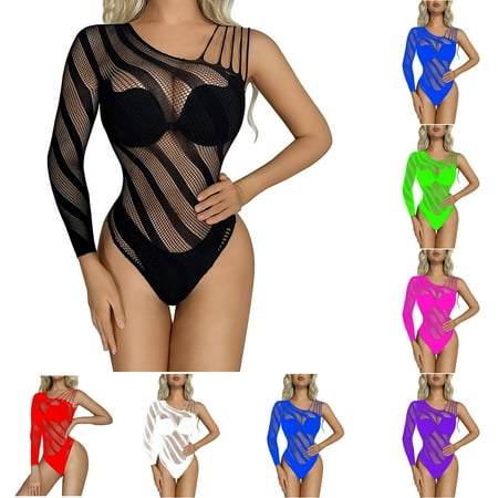 Lingerie for Women One Shoulder Teddy Bodysuit Hollow Out Sexy One Piece Naughty Sleepwear Pajama