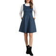 thumbnail image 1 of Vestido Pinafore INSPIRE CHIC sin mangas para mujer, vestido casual vintage de camiseta de ante sintético, talla XL, azul oscuro, 1 of 6