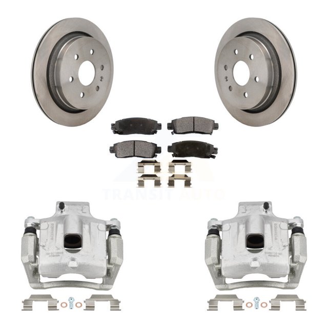 Transit Auto Rear Disc Brake Caliper Rotors and Semi-Metallic Pads Kit for Car Cadillac XTS KC8-101358P