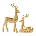 thumbnail image 2 of Decoración de estatuas de ciervos, 2 piezas, figuras de renos, regalos navideños para estanterías, mesitas de noche, escritorio, colección de arte Fernando Escultura de ciervo, 2 of 8
