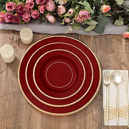 Efavormart 25 Pack Burgundy Sunray 8" Dessert Appetizer Paper Plates