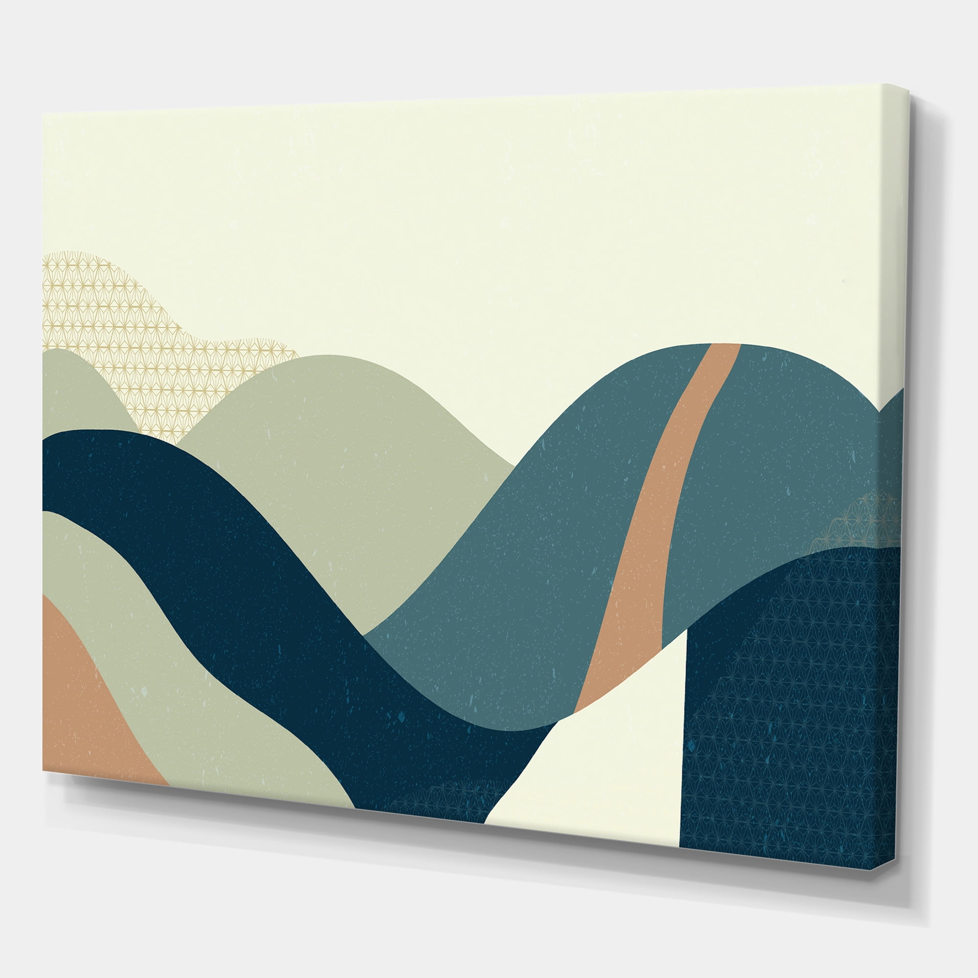 Designart ' Landscape With Hills Abstract Geometric Art ' Modern Canvas Wall Art Print