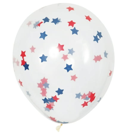Latex Patriotic Star Confetti Balloons, 16 in, Red White & Blue, 5ct