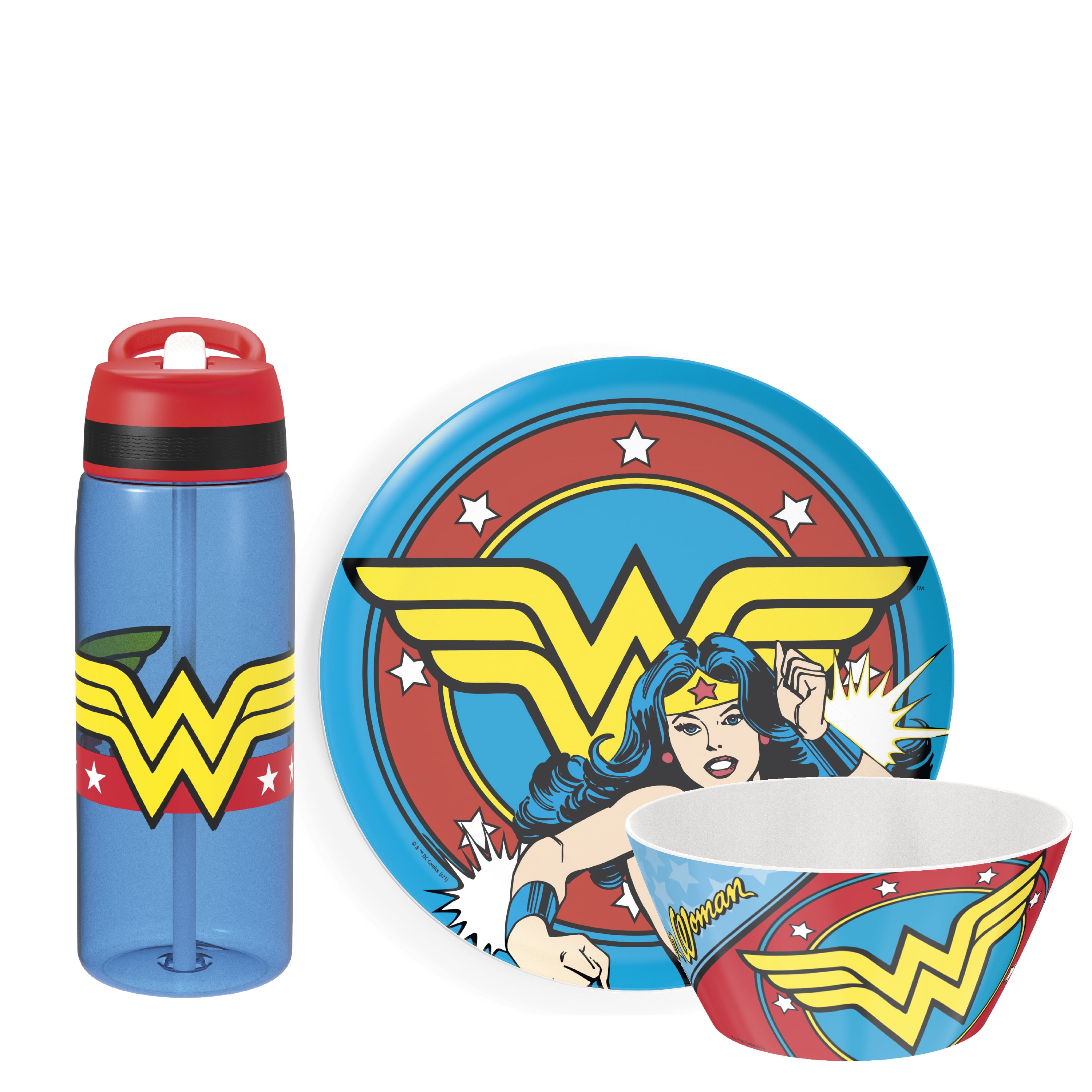 Spoontiques Wonder Woman Melamine Plate Set Multicolored 10 