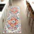 thumbnail image 6 of MeyJey Boho Indoor Hallway Runner Rug 2'x6', Oriental Non Slip Machine Washable Area Rug Distressed Vintage Floor Carpet for Bedroom Kitchen Dinning/Living/Laundry Room, Red/Blue/Beige, 6 of 14