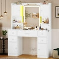thumbnail image 2 of Amuzer Vanity Table with Storge Drawers, Makeup Desk with Charging Station and LED Lighted Mirror, White, 2 of 9