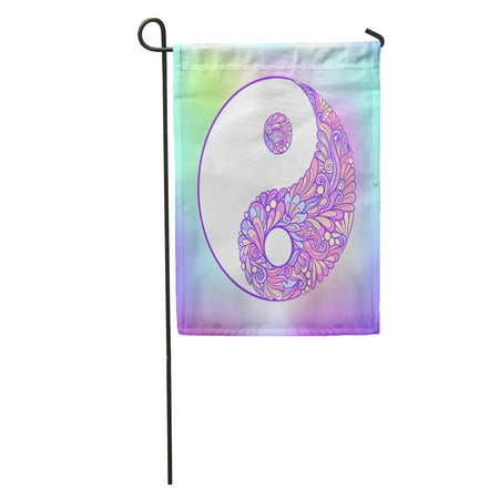 KDAGR Abstract Symbol of Yin and Yang This Tattoo Badges Patch Stock Line Mandala Ying Garden Flag Decorative Flag House Banner 12x18