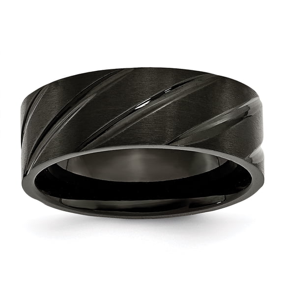 Titanium Swirl Design Black IP-plated 8mm Brushed/Polished Band