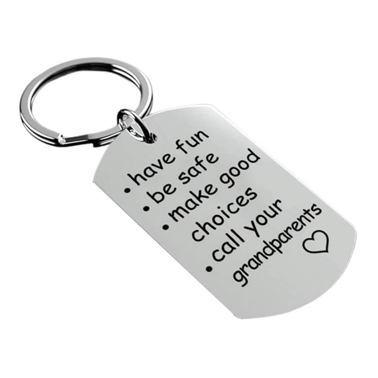 Have Fun Be Safe Make Good Choices Keychain, Gift for Teenage Son Daughter,  Call Text Your Mom, Drive Safe Keychain, New Driver Keychain 