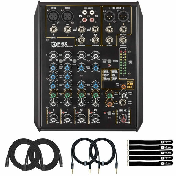 RCF F 6X 6-Channel Multi-FX Analog Mixing Console with Cables Package