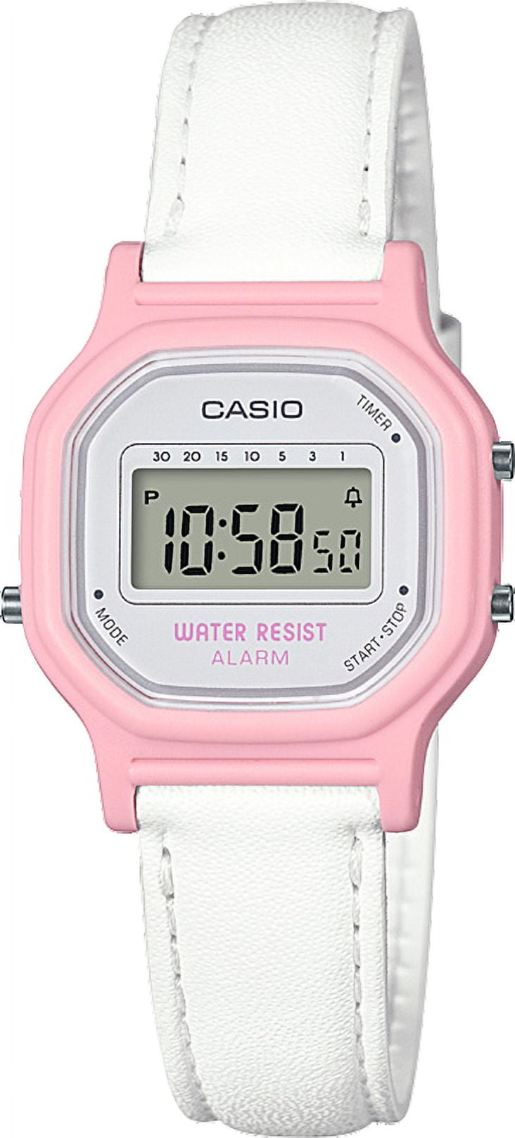 Women's Casual Digital Watch, White/Pink LA11WL-4A