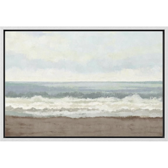 PixonSign Framed Canvas Print Wall Art Ocean Wave Coastal Landscape Nature Wilderness Illustrations Fine Art Decorative Farmhouse/Country Relax/Calm/Cozy Multicolor Zen for Bedroom - 16"x24" White
