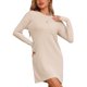 thumbnail image 4 of INSPIRE CHIC Ropa de descanso para mujeres, camisón de rayas de manga larga, vestido de cuello redondo con bolsillos, 2XL Beige, 4 of 6