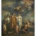 thumbnail image 2 of School of Jacob Jordaens 15x16 Black Ornate Wood Framed Double Matted Museum Art Print Titled - Aeneas Aided by the Gods, 2 of 5