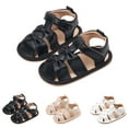 thumbnail image 4 of Otqutp Toddler Leather Soft Open Toe Sandals Adjusted Strap Flat Wide Shoes Summer Barefoot Beach Pool Baby Girls Sandals, 4 of 8