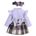 thumbnail image 3 of Zshosam Baby Girl Fall Outfit Baby Girl Outfit Newborn Pie Romper Skirt Fall Clothes with Headband Size 12 18 Months,(Purple 12-18 Months), 3 of 9