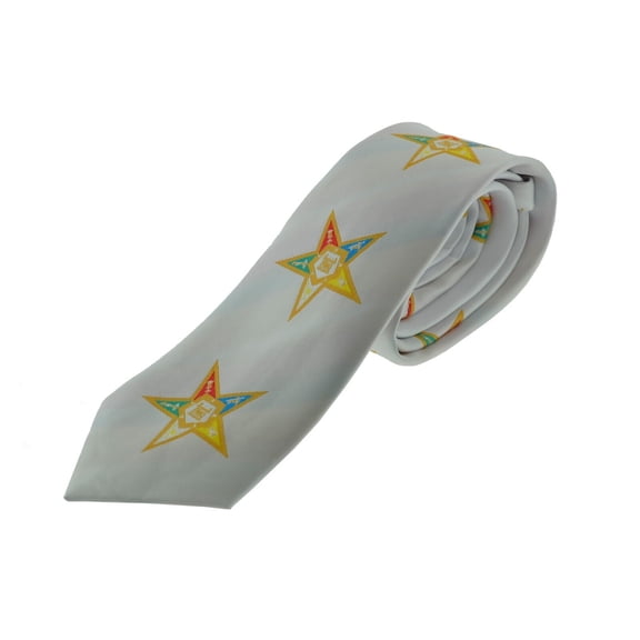 Masonic Tie OES - Order of the Eastern Star Masonic White Tie Design Freemasons