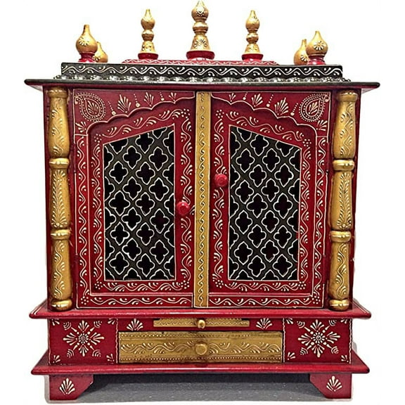 Shivay Arts Wooden Temple Mandir Pooja Ghar Mandapam Mandap for Worship with Door