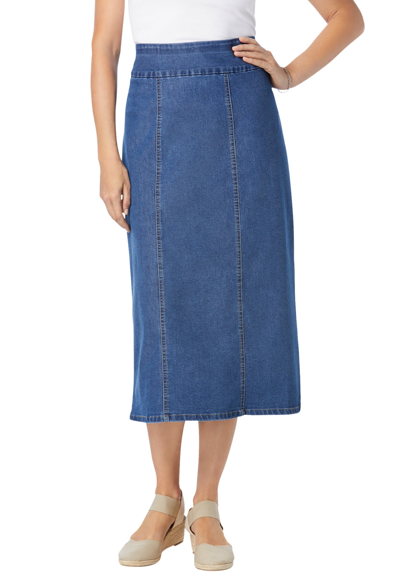 Woman Within - Woman Within Women's Plus Size Pull-On Denim Skirt Skirt ...
