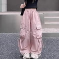 thumbnail image 2 of XXWXYD Girl's Baggy Cargo Pants Y2𝖪 Drawstring Barrel Parachute Pants High Waisted Jogger Sweatpants Streetwear Kids Girl Wide Leg Cargo Pants, 2 of 7