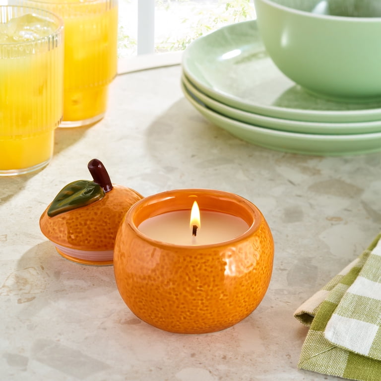 Better Homes & Gardens 1-Wick Ceramic Fruit Candle, Orange and