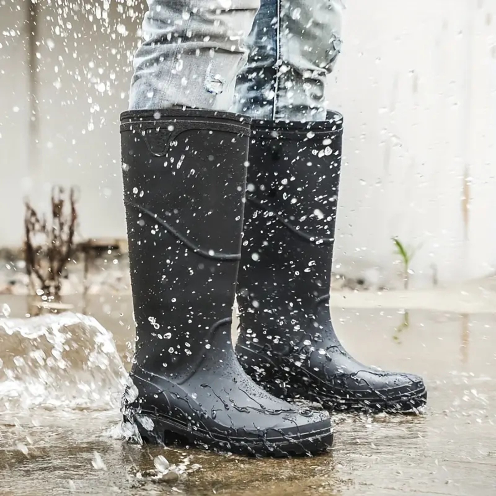 Tall Rain Boots for Men Waterproof Knee High Garden Shoes Rubber Work Mud Rainboots for Fishing Gardening
