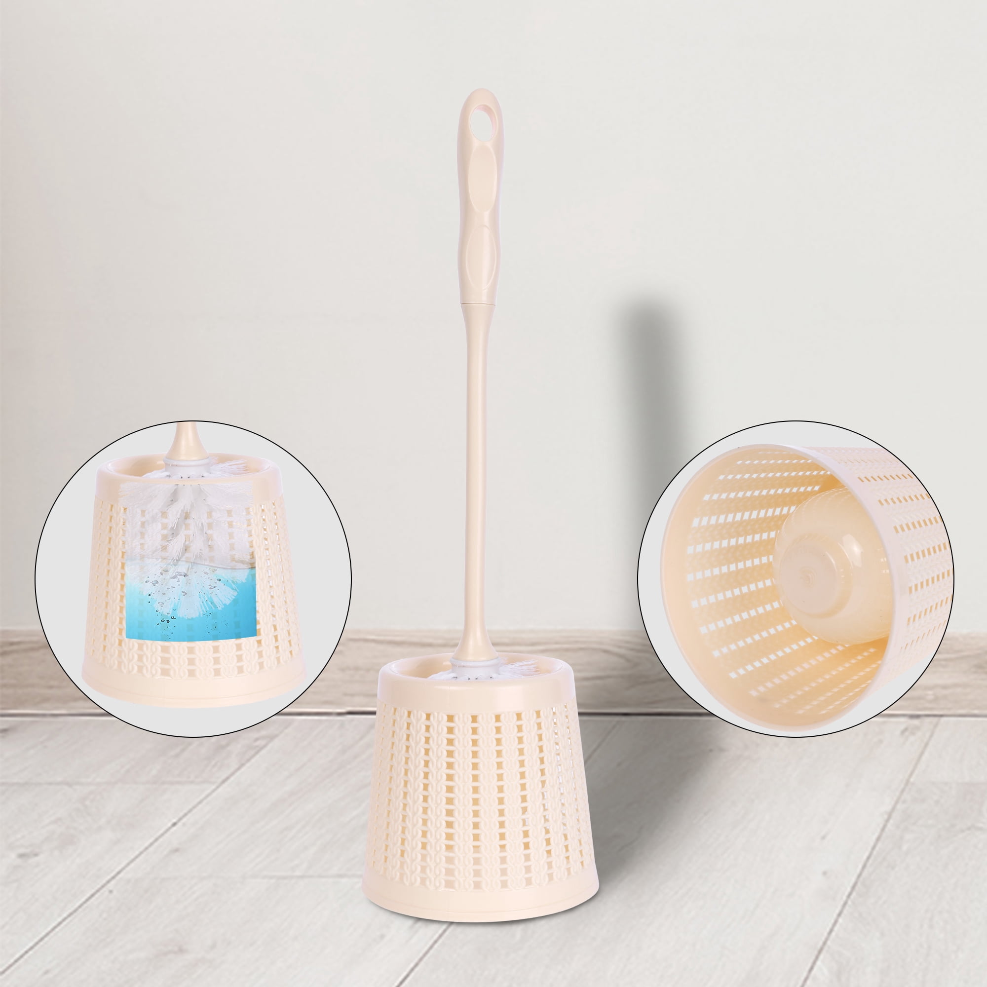 Unique Bargains Toilet Brush Long Handle Flexible Brush Head Yellow 2 Pcs