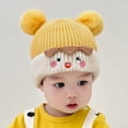 thumbnail image 6 of Oiyii Toddler Boys Cartoon‑Embroidery Knit Hat Solid Winter‑Warmth Beanie Daily‑Wear Headwear, Yellow, 6 of 8