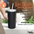 thumbnail image 4 of 6 Mira Stainless Steel Tumblers with Straw Set, 16 oz. - Double Wall, Tritan Lid - Black, 4 of 5