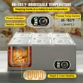 thumbnail image 4 of VEVOR 110V Commercial Food Warmer 6x1/6GN, 6-Pan Stainless Steel Bain Marie 12.6 Qt Capacity,1500W Steam Table 15cm/6inch Deep,Temp. Control 86-185, Electric Soup Warmer w/Lids & 2 Ladles, 4 of 9