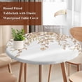 thumbnail image 4 of Eucalyptus Leaves Round Tablecloth, Fitted Table Cover with Elastic for 55"-60" Round Tables, Khaki Summer Botanical Weeping Table Cloth Outdoor Indoor Dinning Party Waterproof Tablecloths, 4 of 7