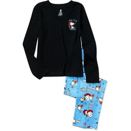 snoopy 2pc v neck cotton pj walmart com snoopy christmas pajamas