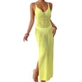 thumbnail image 2 of Warop Women's Spaghetti Strap Dress, Solid Color with Tie Waist and Side Slit, Gold Button Accents, for Casual Wear and Party, 2 of 5