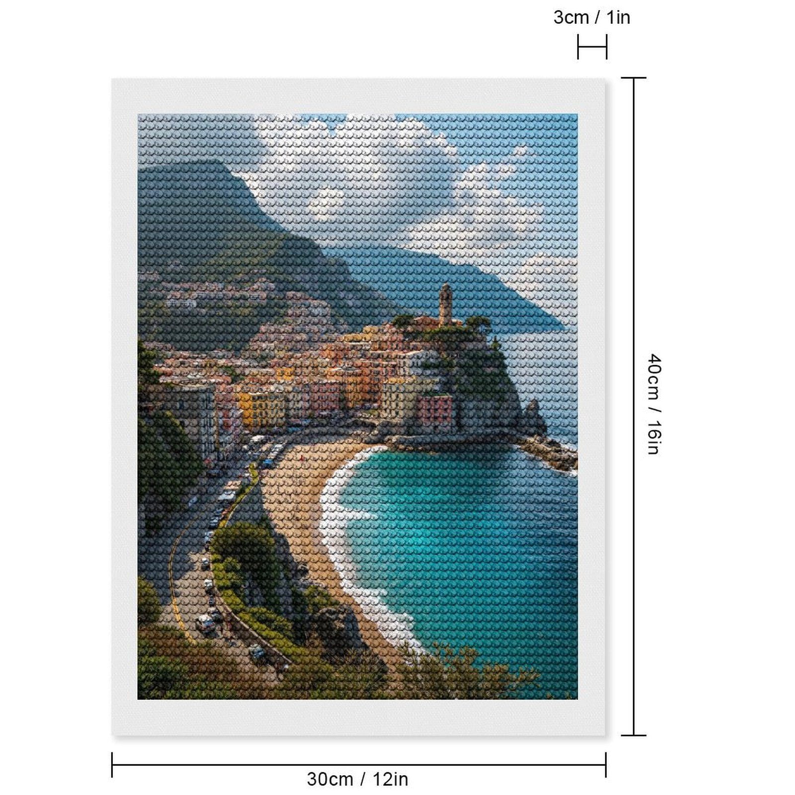 Diamond Art Kits for Adults, Beach Town Coastal View Summer Bliss 5D Diamond Painting Kits for Adults Beginners, DIY Full Drill Diamond Painting, Gem Art and Crafts 12x16