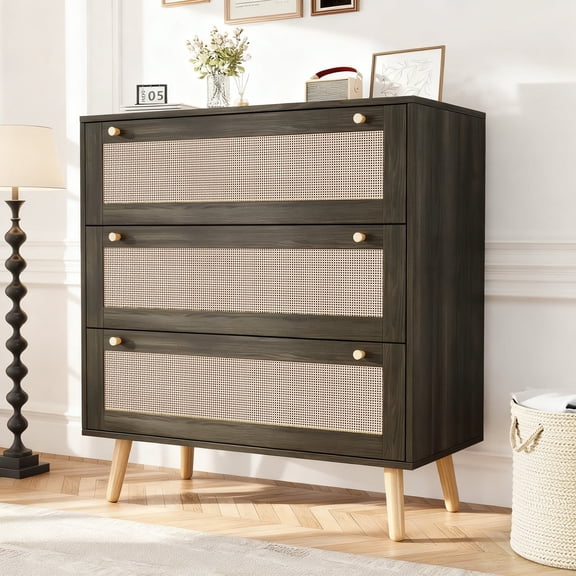 36"H 3 Drawer Dresser for Bedroom, Storage Chest of Drawers, Bedside Nightstand Storage Cabinet for Living Room