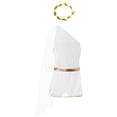 thumbnail image 3 of Alvivi Mens One Shoulder Ancient Roman Greek Toga Skirted Bodysuit with Gold Leaves Garland Headwear White 3XL, 3 of 7
